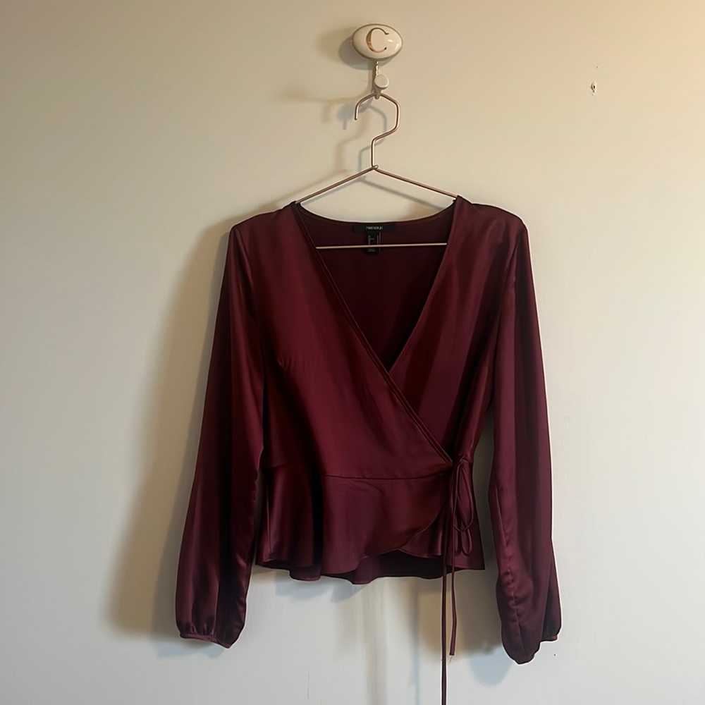 Satin wrap blouse